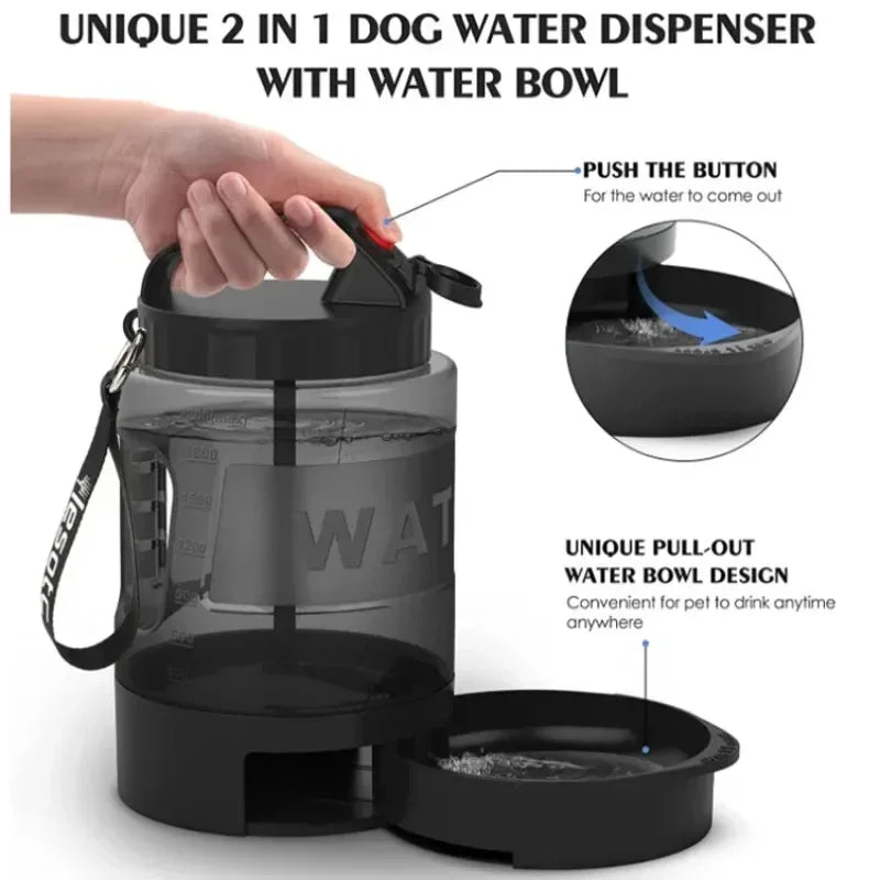 2.2L Draagbare Honden Waterfles met Drinkbak - Duke & Scoop