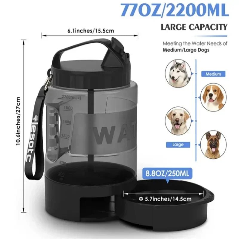 2.2L Draagbare Honden Waterfles met Drinkbak - Duke & Scoop