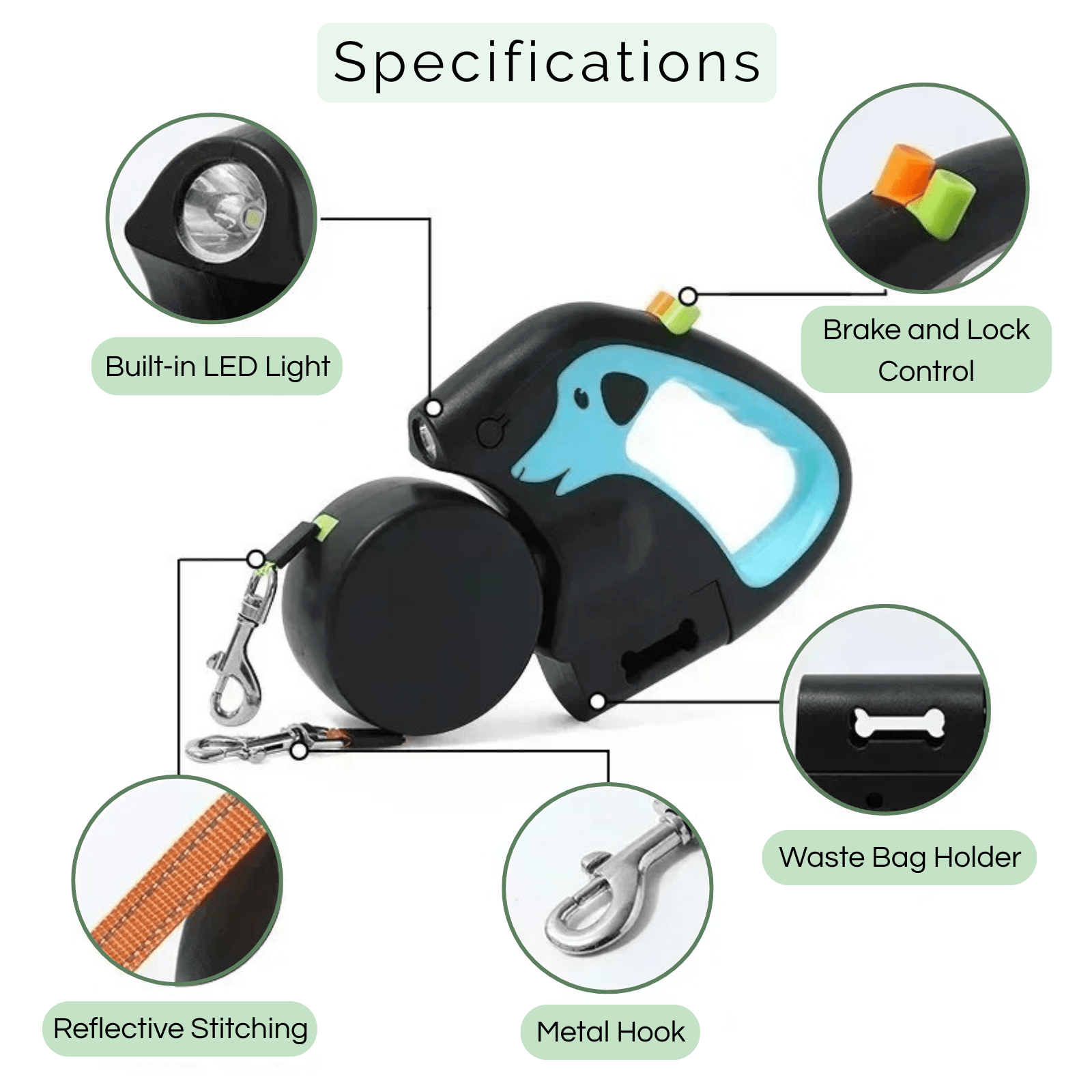 3 - in - 1 Duo Riem met Zaklamp - Duke & Scoop