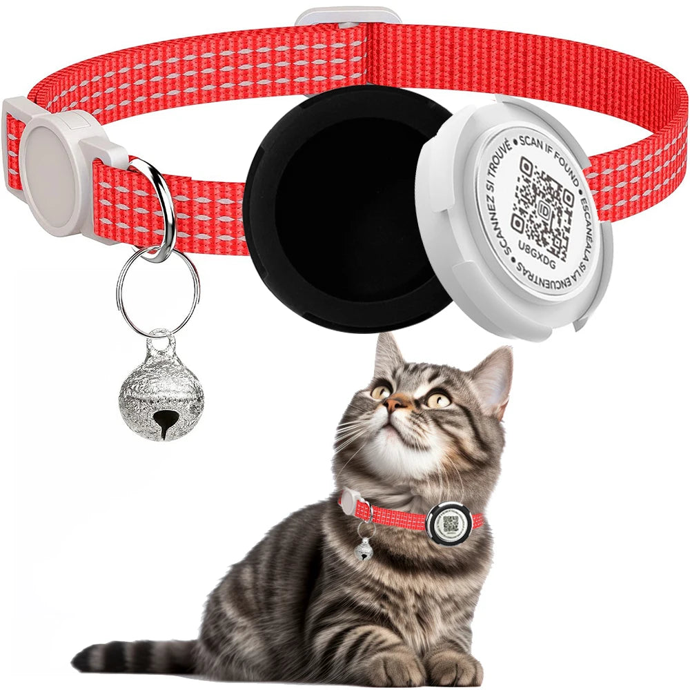 GPS Kattenhalsband met Airtag Houder & Reflectie
