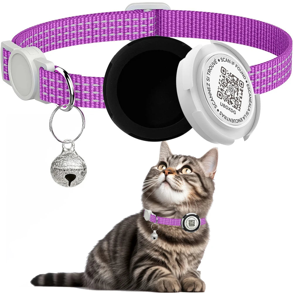 GPS Kattenhalsband met Airtag Houder & Reflectie