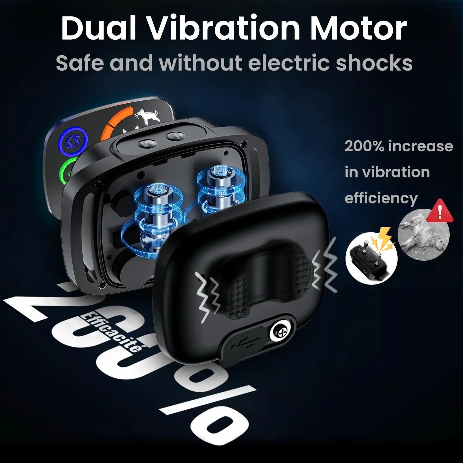 Anti - Blafband voor Honden met Sterke Vibratie, Oplaadbaar, Waterdicht, Zwart - Duke & Scoop