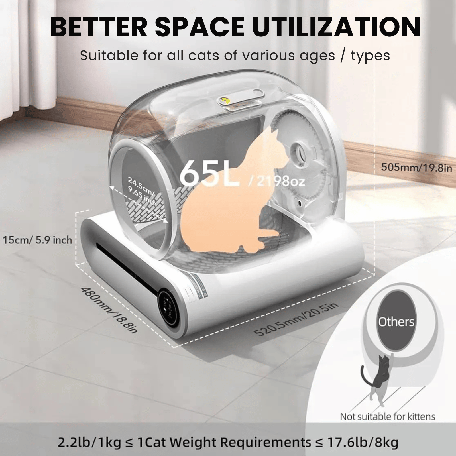 Automatische Kattenbak - Zelfreinigende Kattenbak Wit - Duke & Scoop