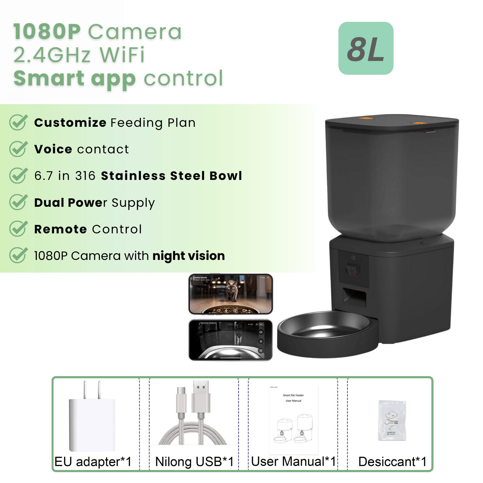 Automatische Voerbak Katten en Honden - Voerautomaat met Camera - Duke & Scoop