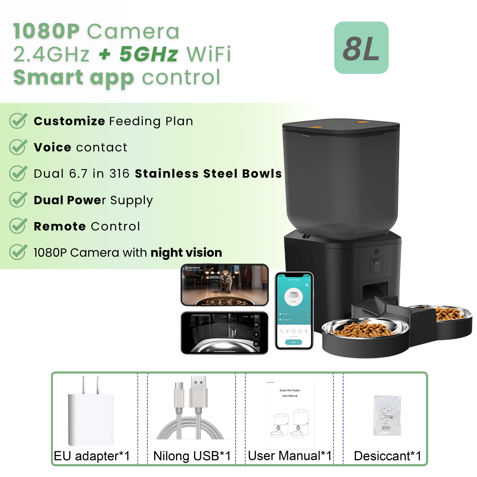 Automatische Voerbak Katten en Honden - Voerautomaat met Camera - Duke & Scoop