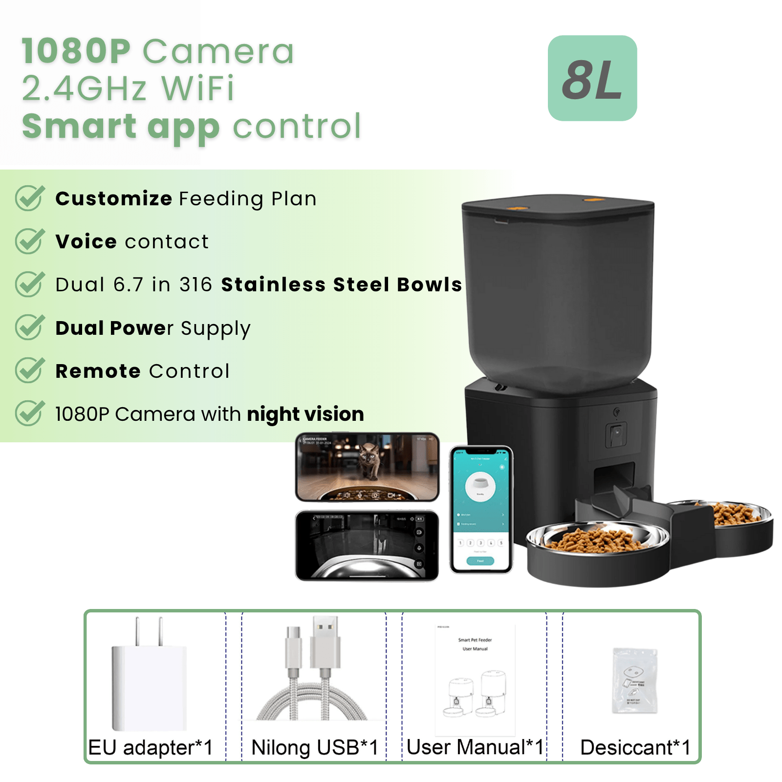 Automatische Voerbak Katten en Honden - Voerautomaat met Camera - Duke & Scoop