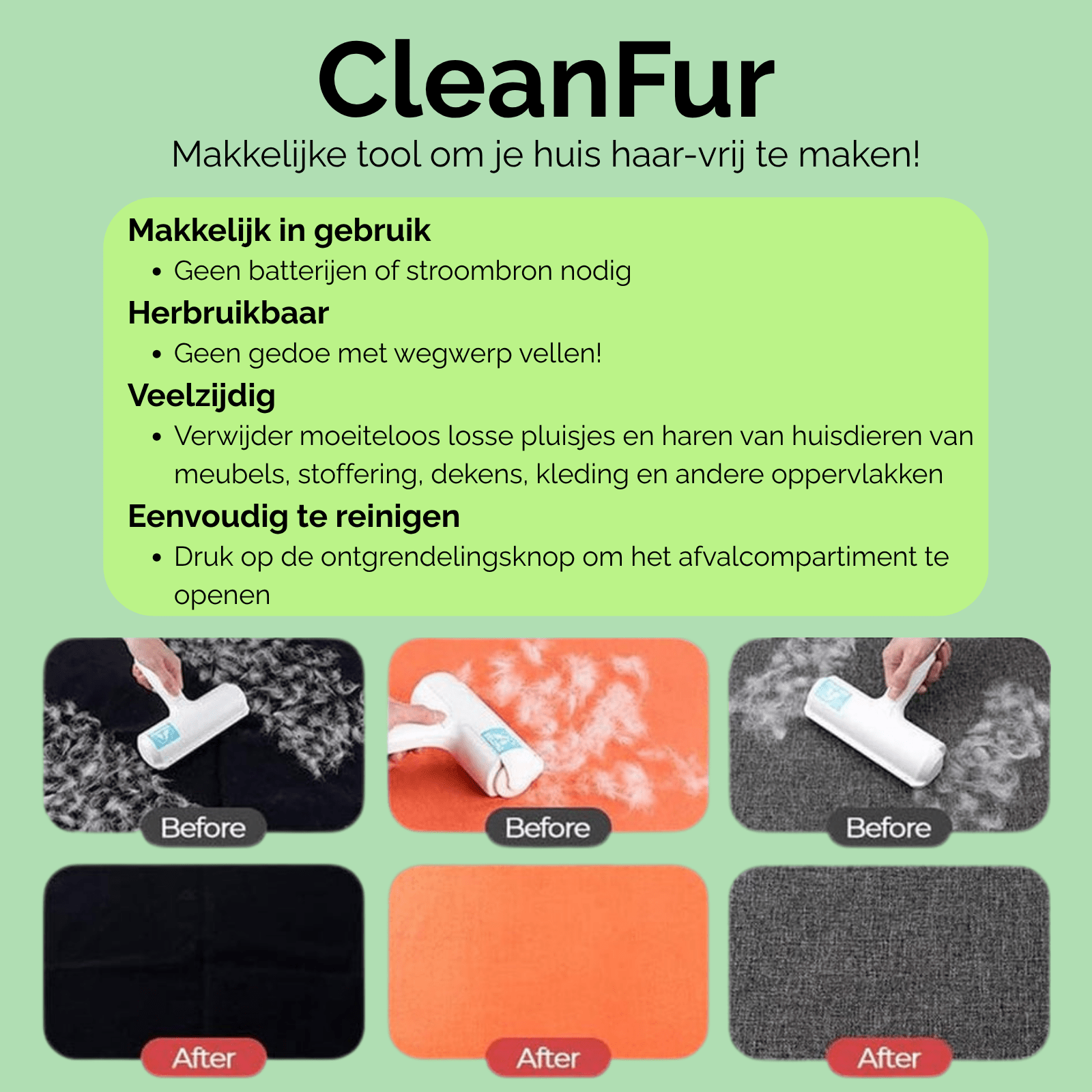CleanFur - Herbruikbare Huisdier Haarverwijderaar - Duke & Scoop