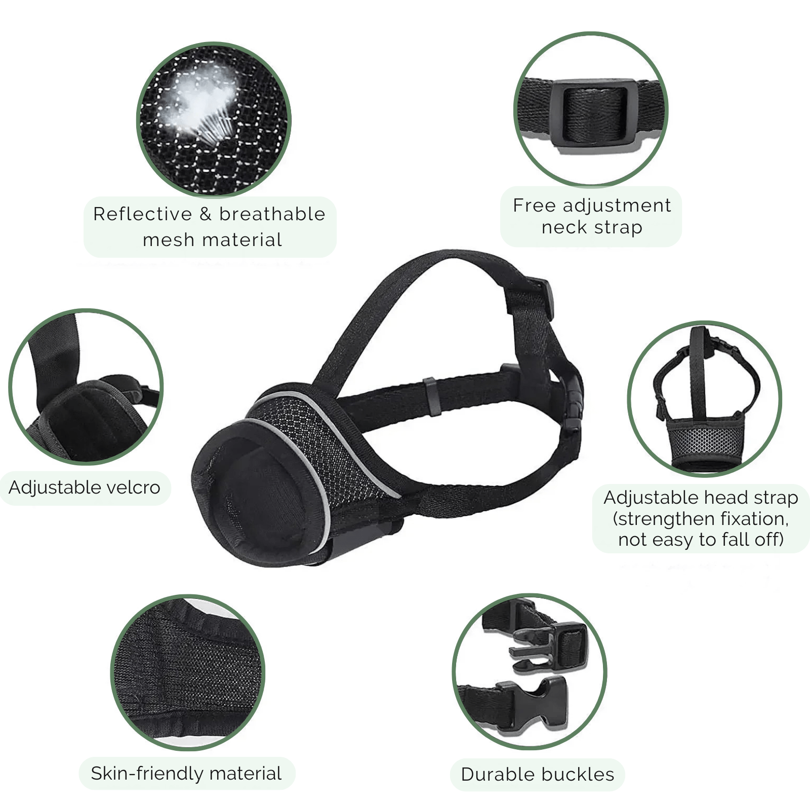 Honden Muilkorf met Reflecterend Nylon - Duke & Scoop