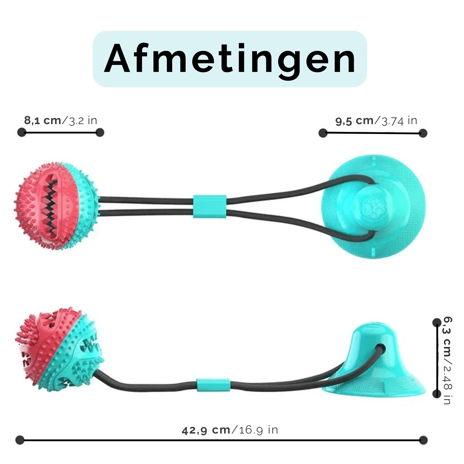 Interactieve Hondenbal met Zuignap & Touw - Duke & Scoop