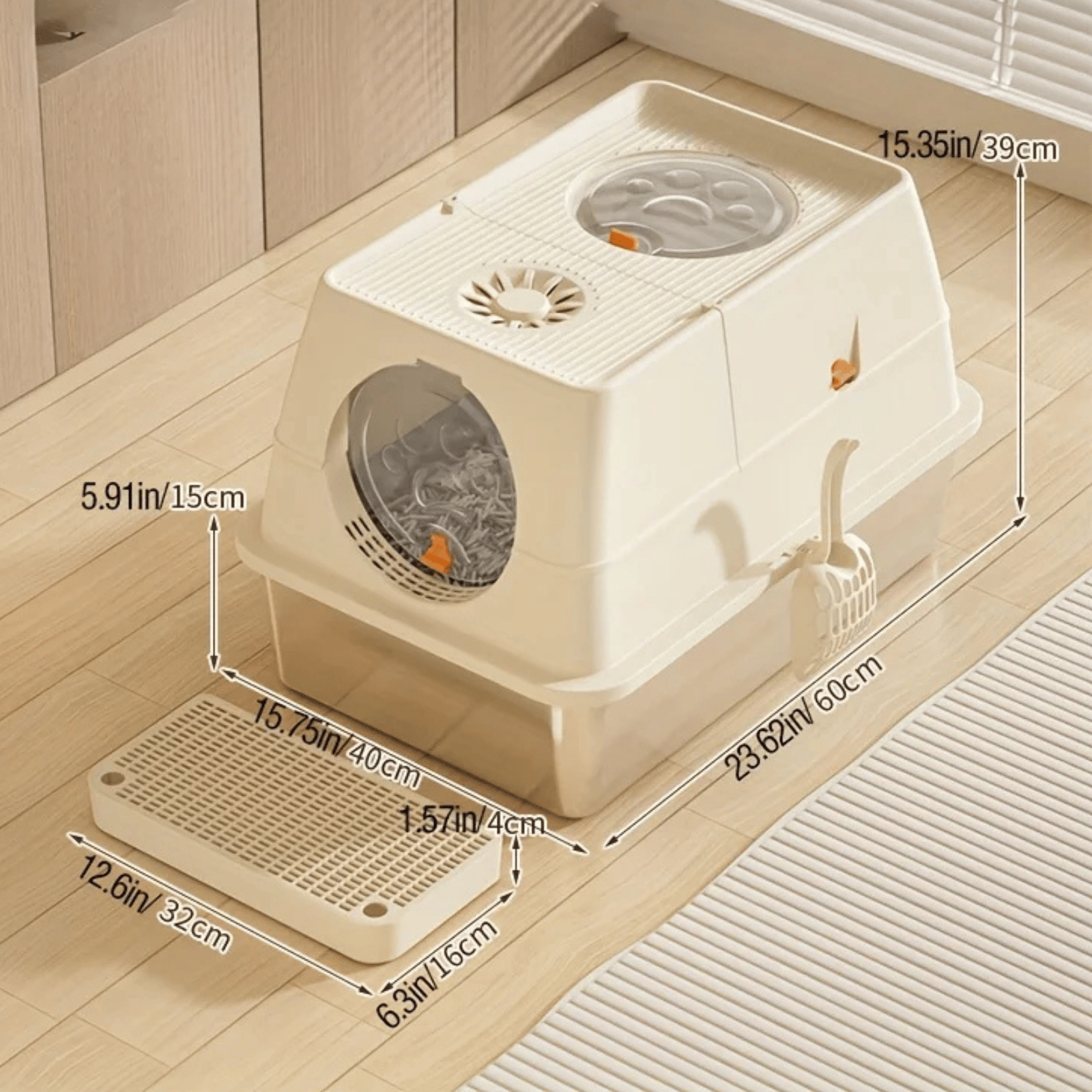 Kattenbak - RVS Kattenbak XXL - Inclusief Kattenbak schepje - Duke & Scoop