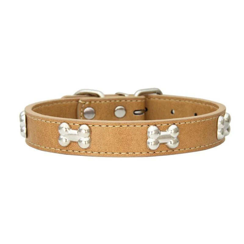Leren Hondenhalsband met Botdecoratie - Duke & Scoop