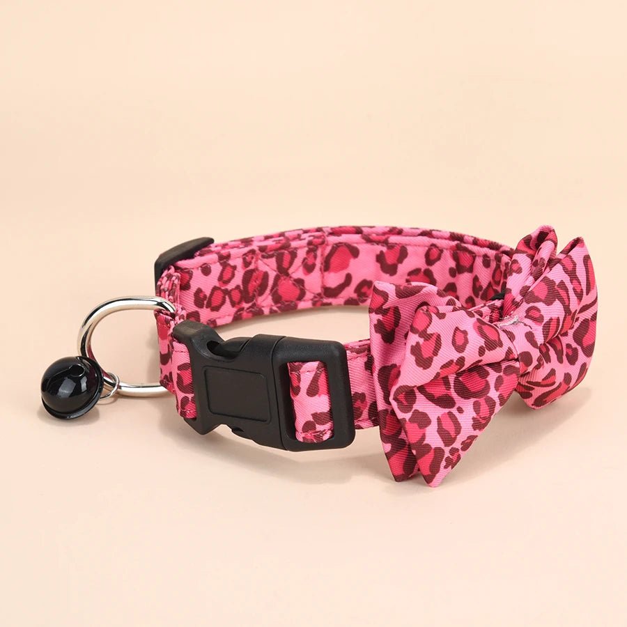 Luxe Halsband met Luipaardprint en Afneembare Strik - Duke & Scoop