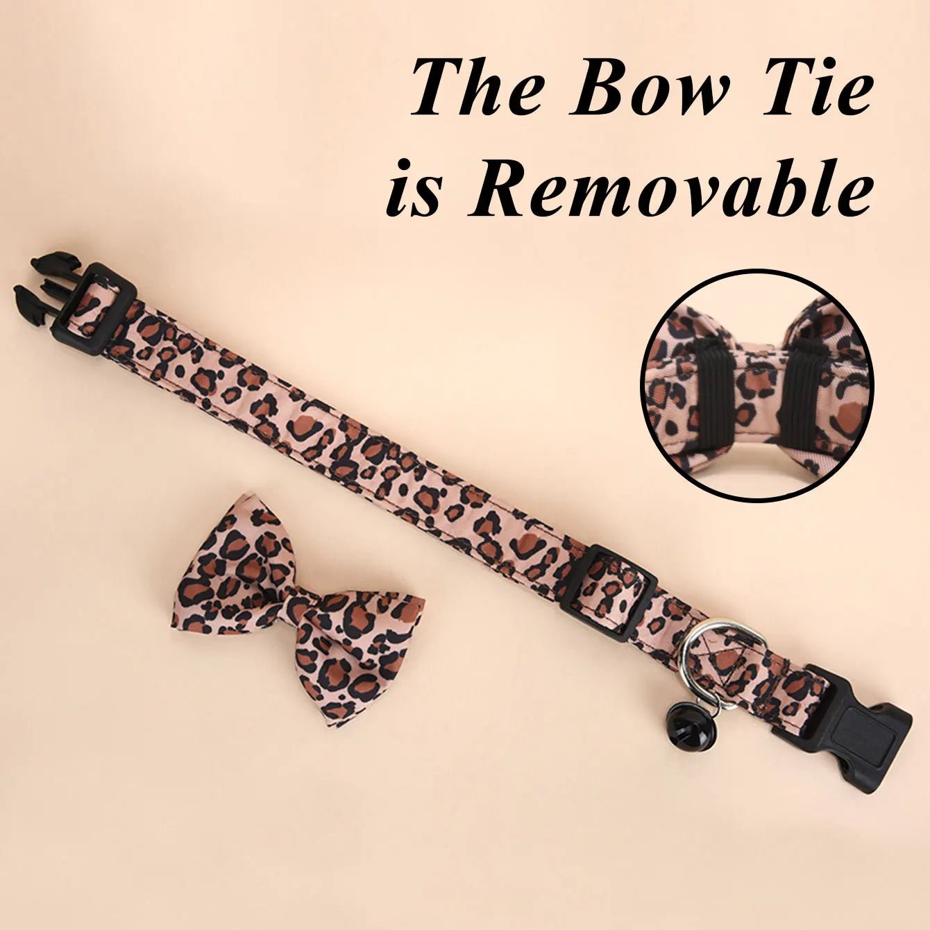 Luxe Halsband met Luipaardprint en Afneembare Strik - Duke & Scoop