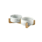 Marmeren, Keramische Kattenvoerbak met Houten Standaard - Duke & Scoop