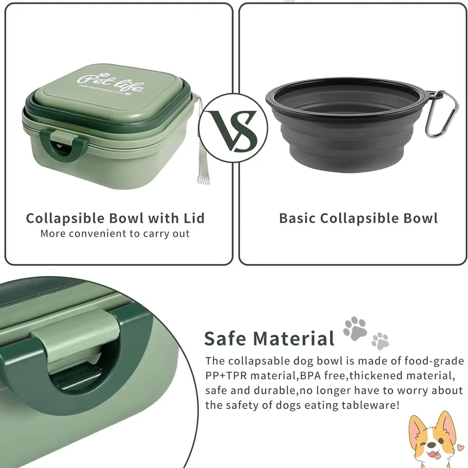 Opvouwbare Hondenschaal met Deksel – voor Water & Voer - Duke & Scoop