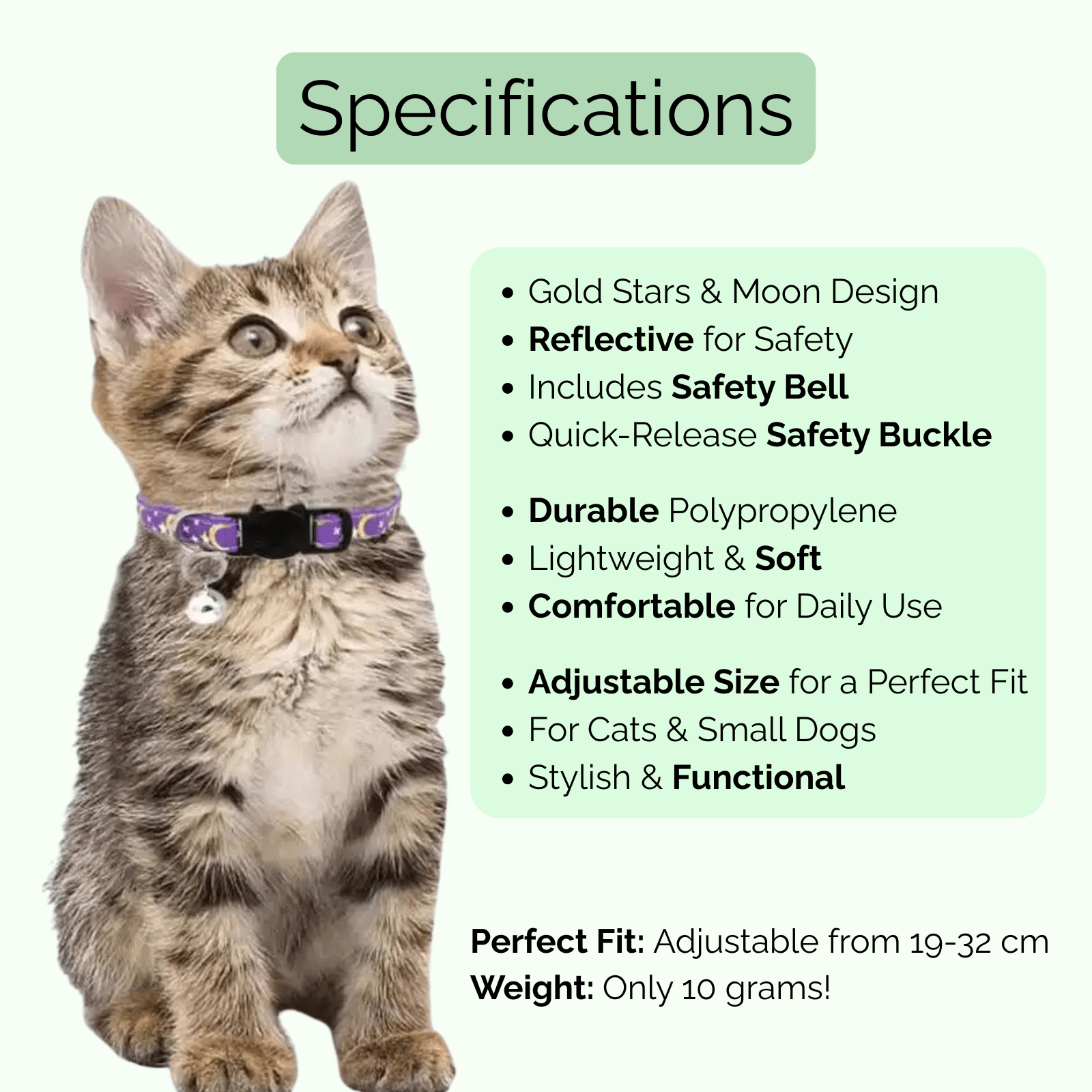 Reflecterende Kattenhalsband met Sterren & Maan - Duke & Scoop