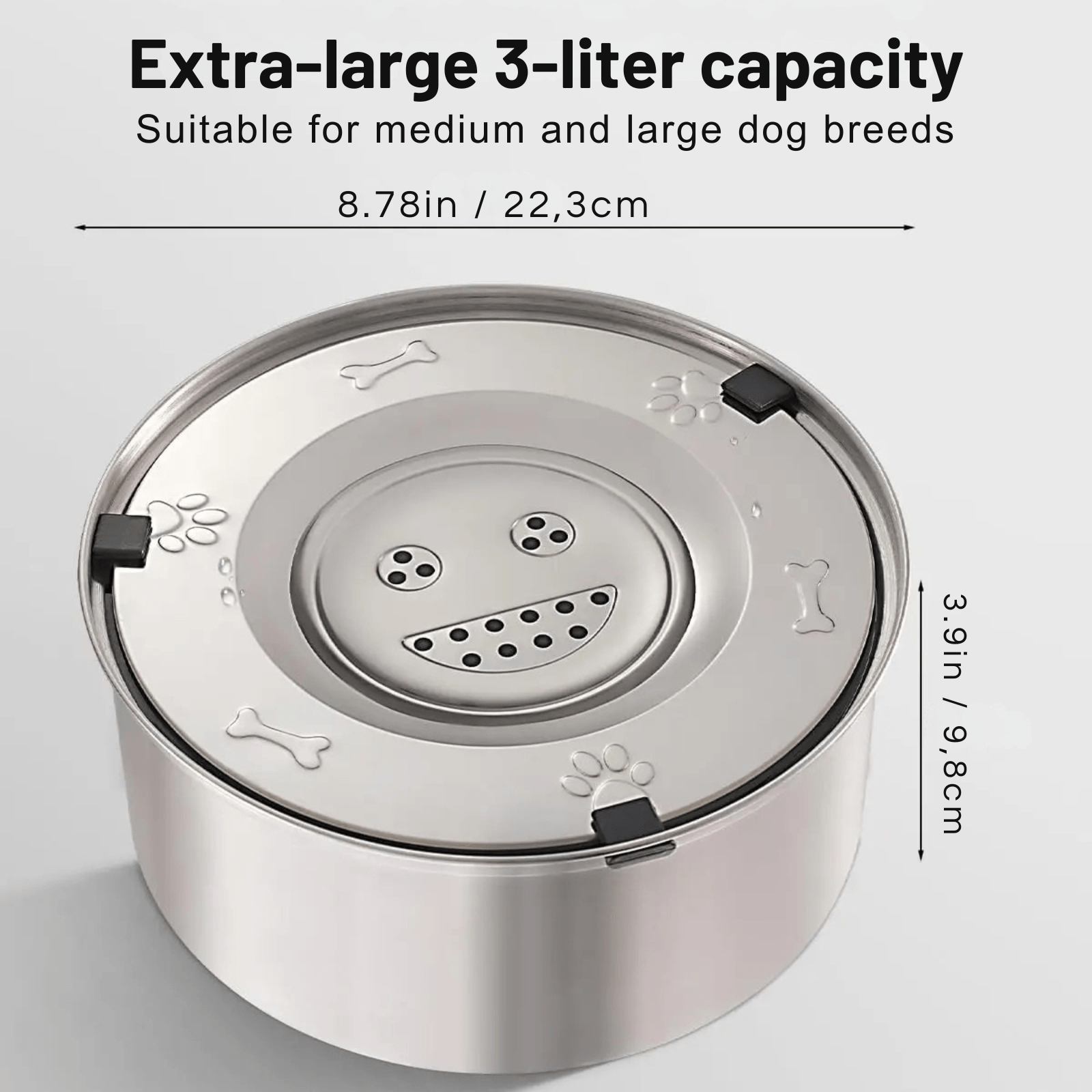 RVS Anti - Mors Waterbak voor Honden – 1L of 3L - Duke & Scoop