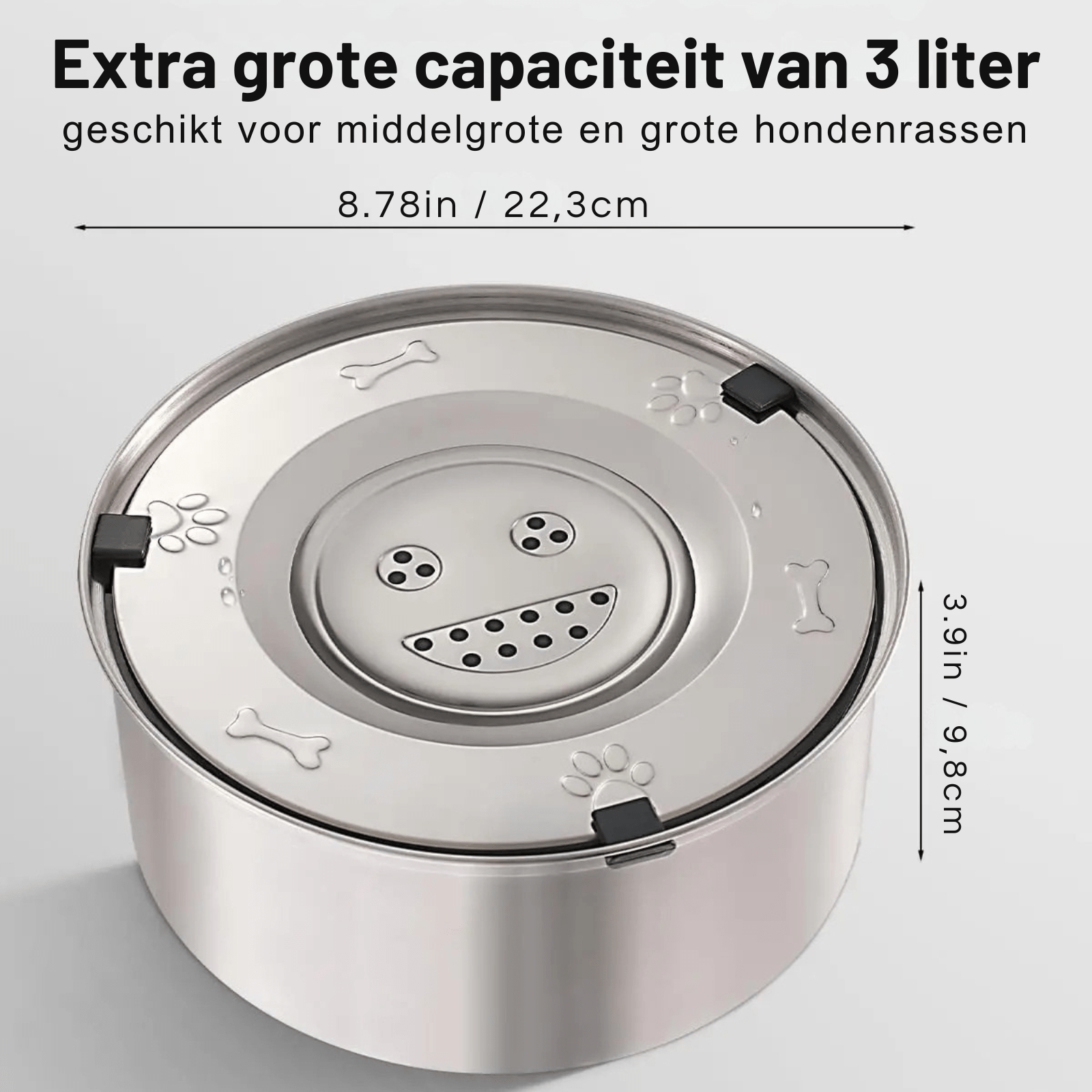 RVS Anti - Mors Waterbak voor Honden – 1L of 3L - Duke & Scoop