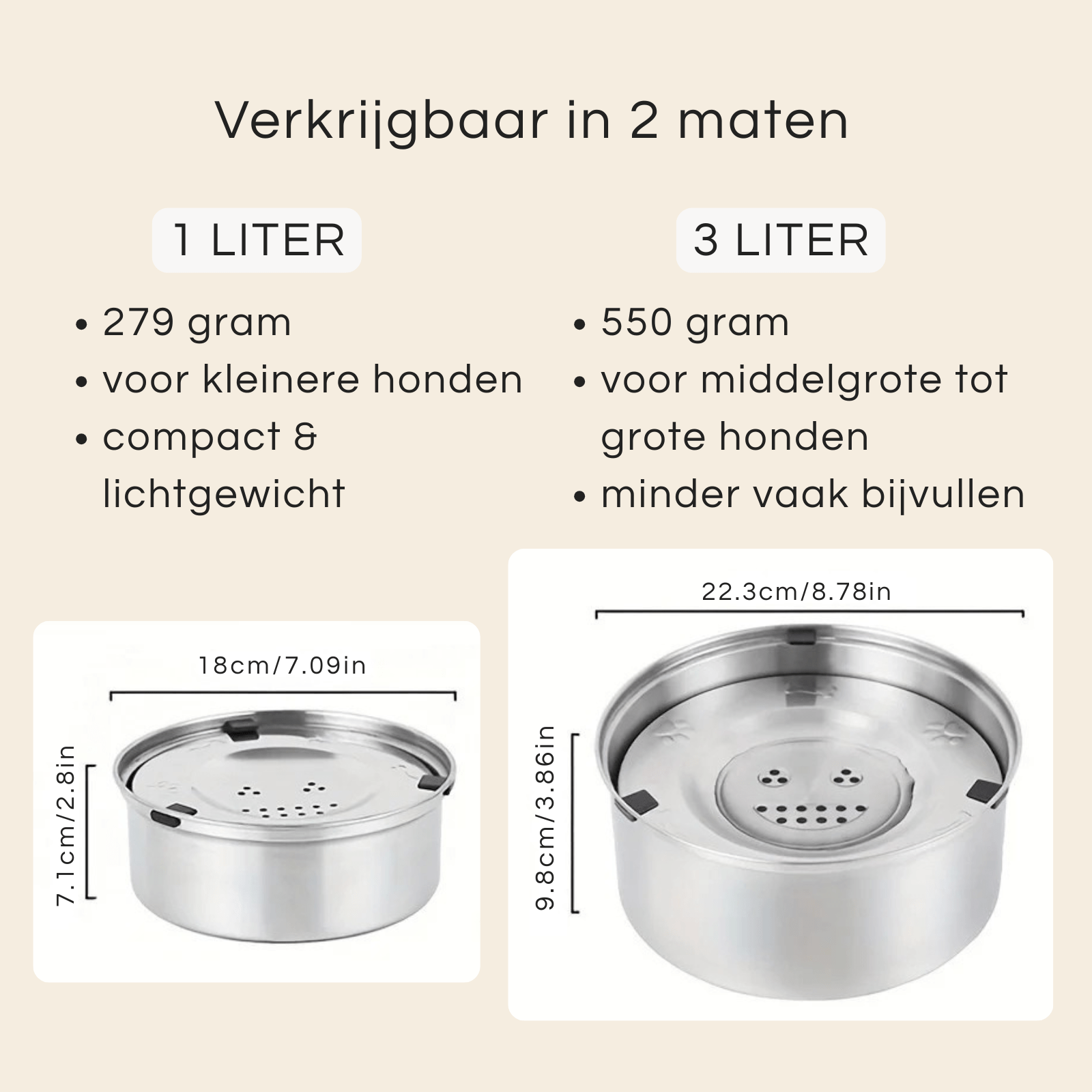 RVS Anti - Mors Waterbak voor Honden – 1L of 3L - Duke & Scoop
