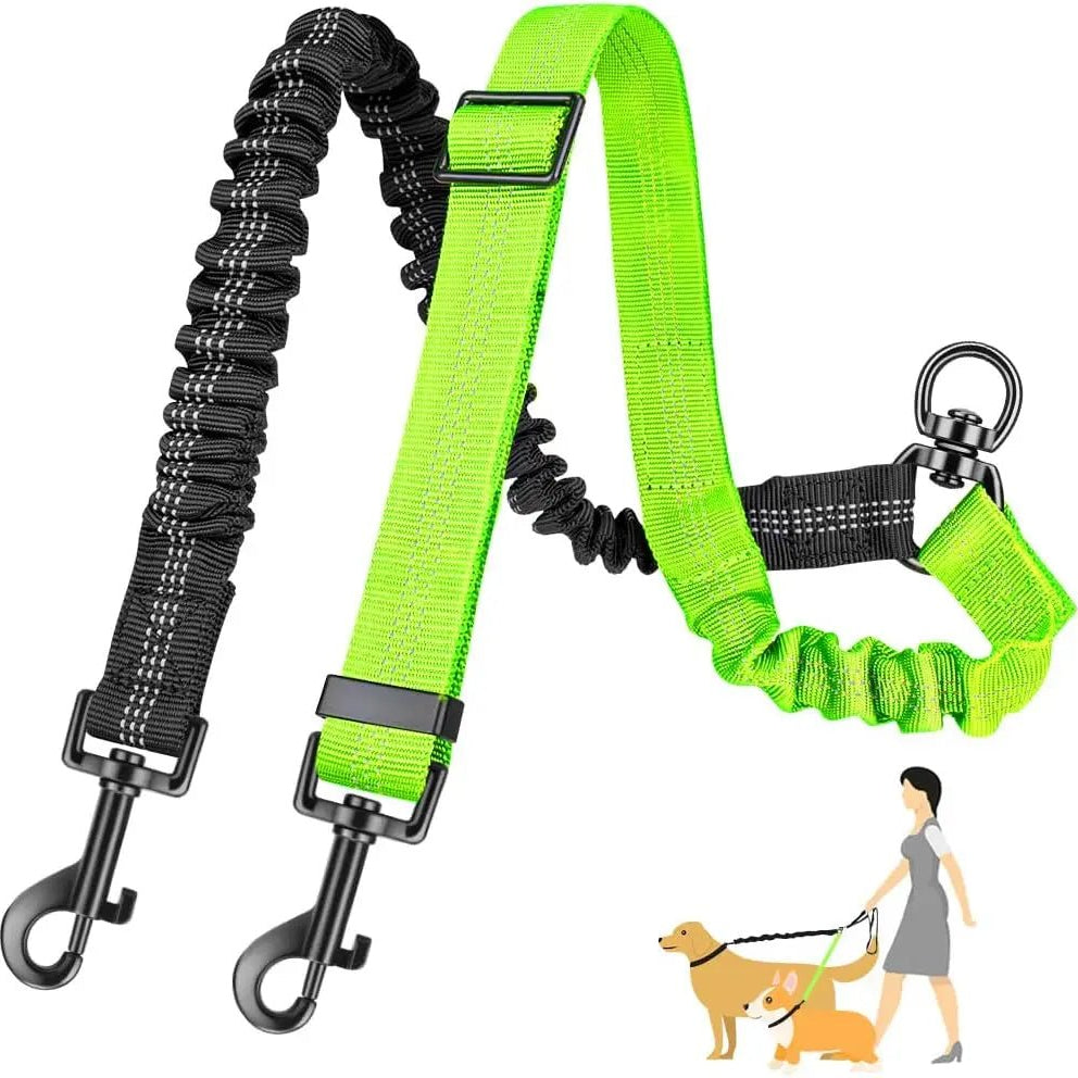 Verstelbare Duo Hondenriem met Comfortabele Bungee - Duke & Scoop
