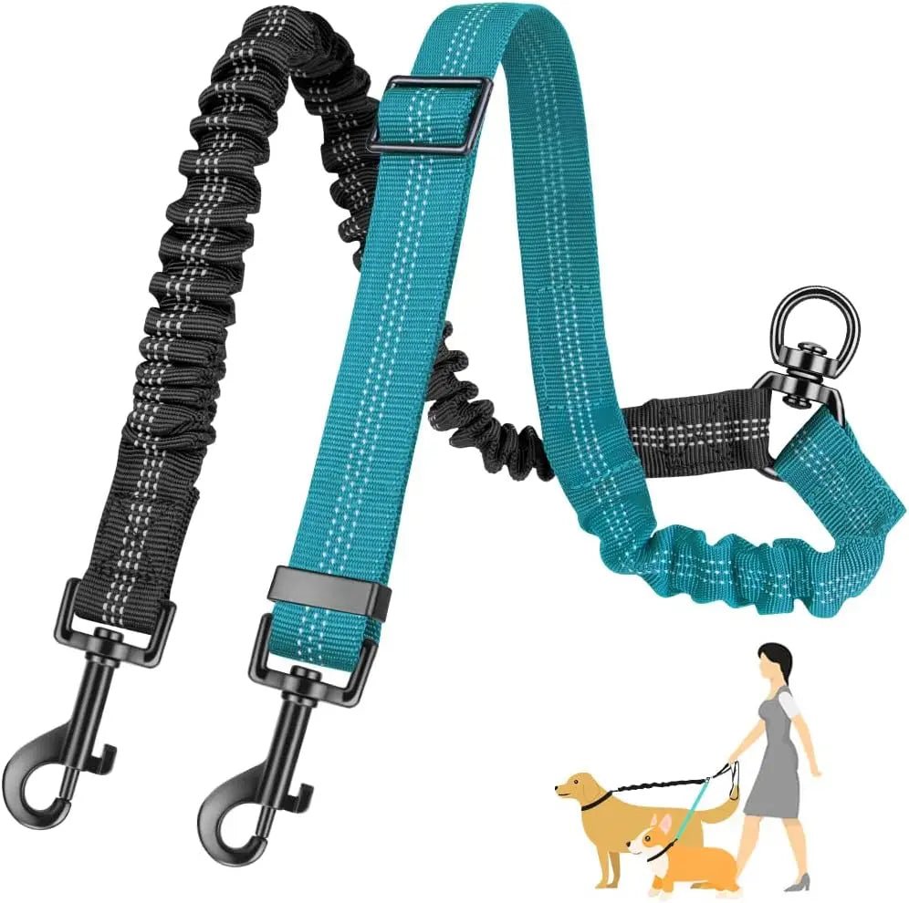 Verstelbare Duo Hondenriem met Comfortabele Bungee - Duke & Scoop