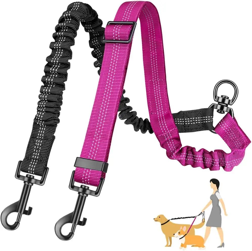 Verstelbare Duo Hondenriem met Comfortabele Bungee - Duke & Scoop