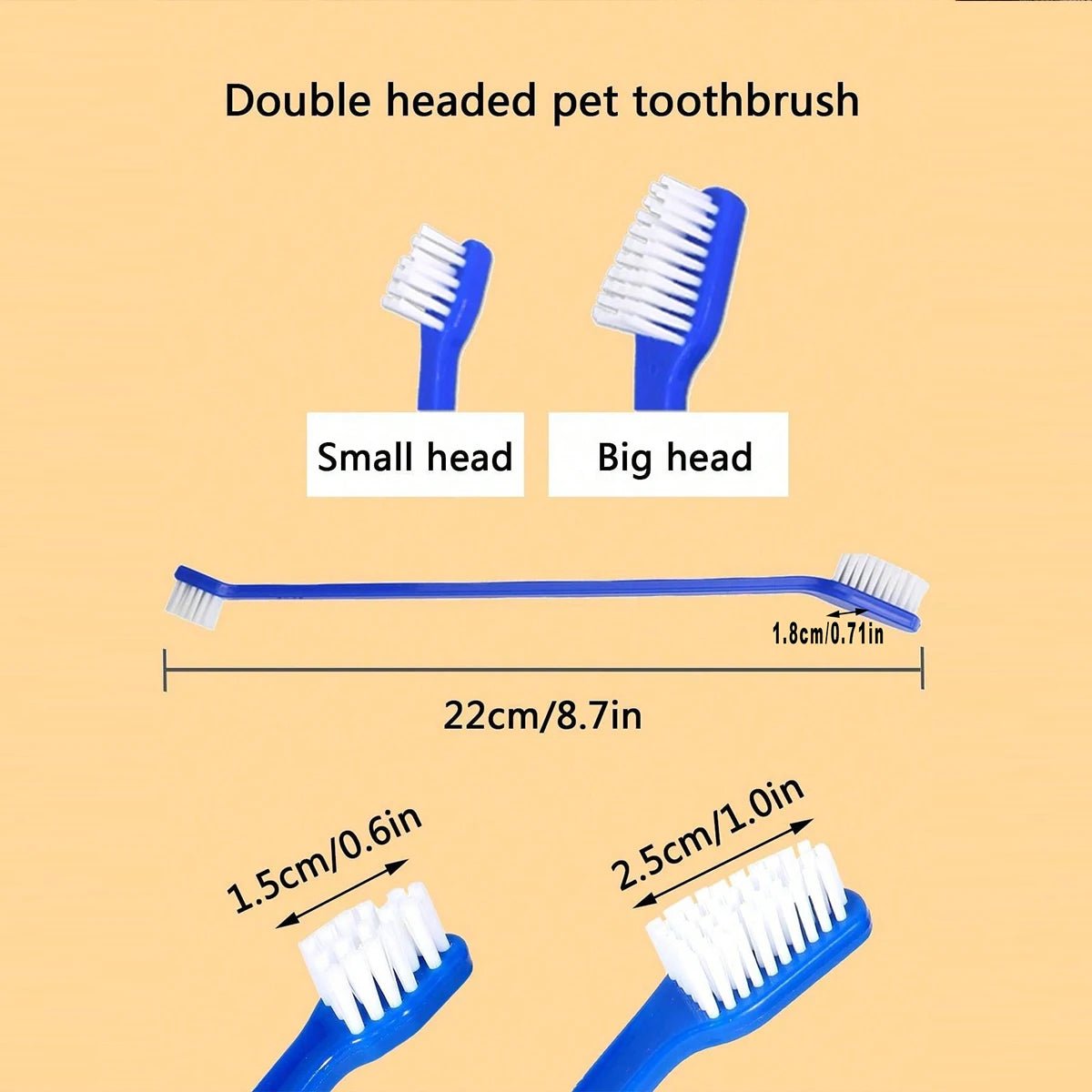 5‑stuks Dubbelzijdige Tandenborstel voor Honden & Katten - Duke & Scoop