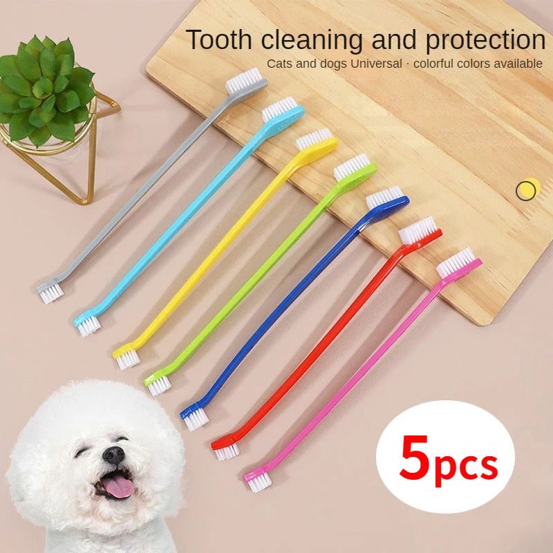5‑stuks Dubbelzijdige Tandenborstel voor Honden & Katten - Duke & Scoop