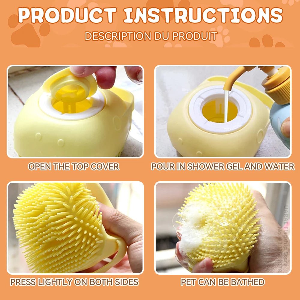 Badborstel met Shampoo Dispenser voor Honden & Katten - Duke & Scoop