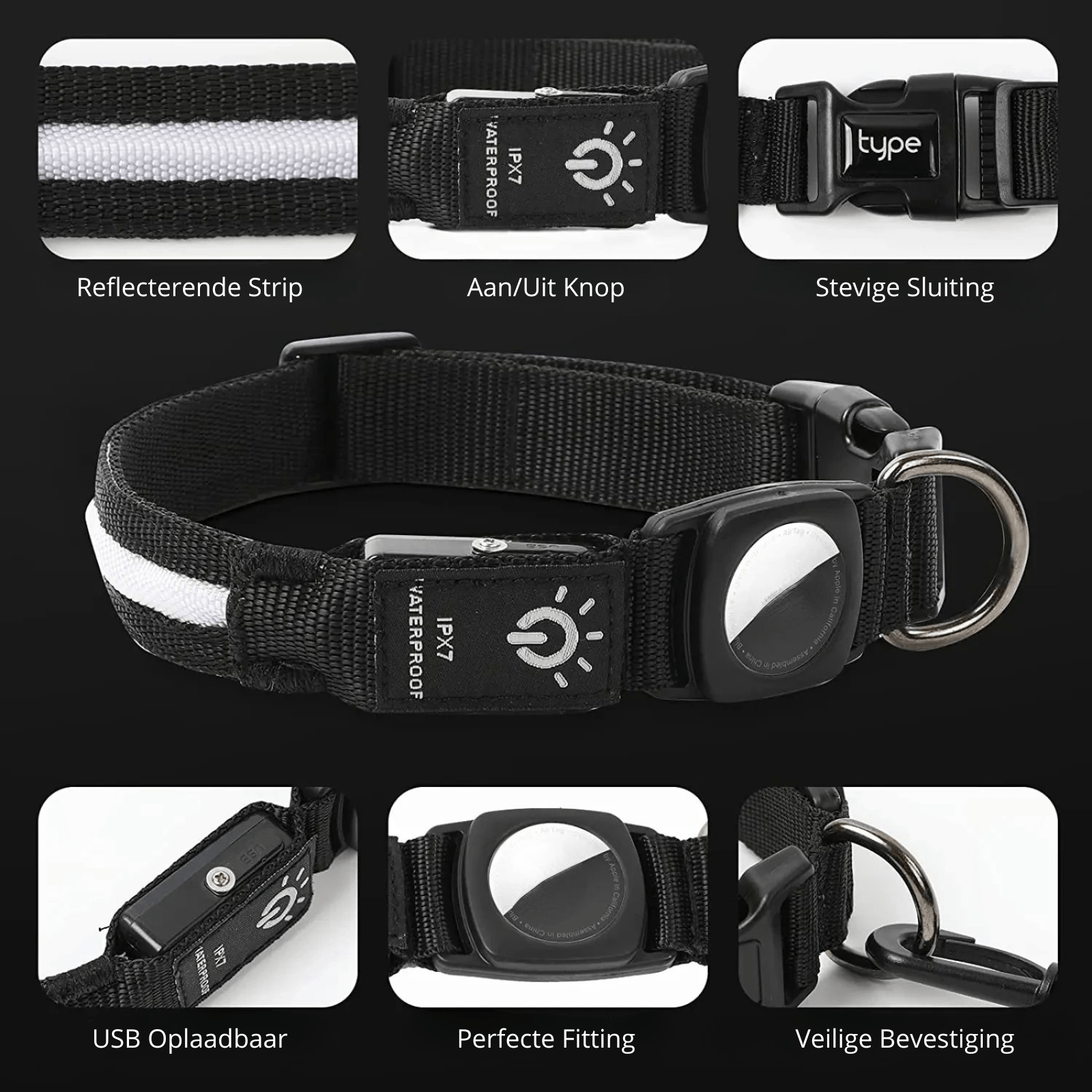 GlowTrack Airtag Hondenhalsband - Duke & Scoop