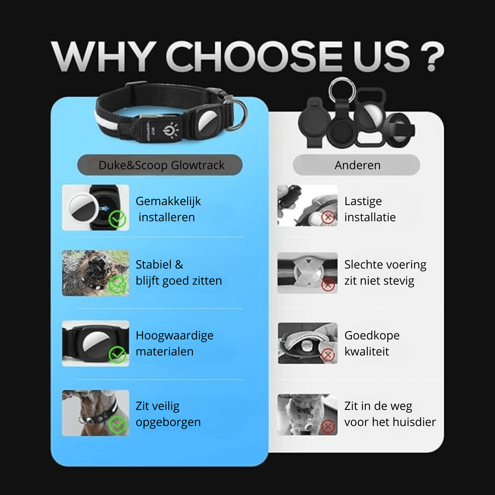 GlowTrack Airtag Hondenhalsband - Duke & Scoop