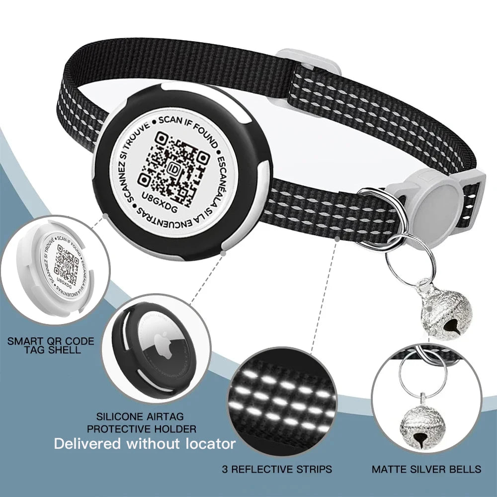 GPS Kattenhalsband met Airtag Houder & Reflectie - Duke & Scoop