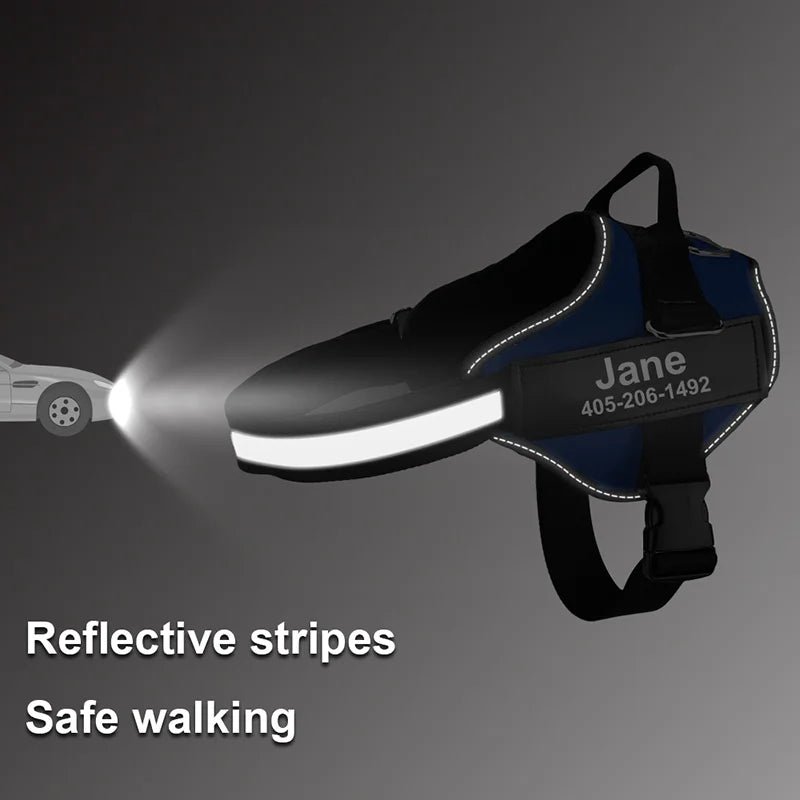 Hondentuig Gepersonaliseerd Reflecterend – Verstelbaar Nylon Hondenharnas - Duke & Scoop