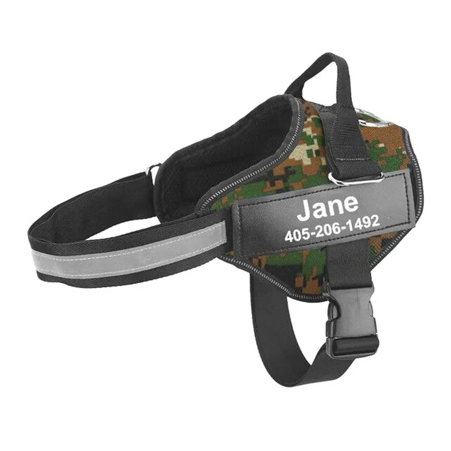 Hondentuig Gepersonaliseerd Reflecterend – Verstelbaar Nylon Hondenharnas - Duke & Scoop