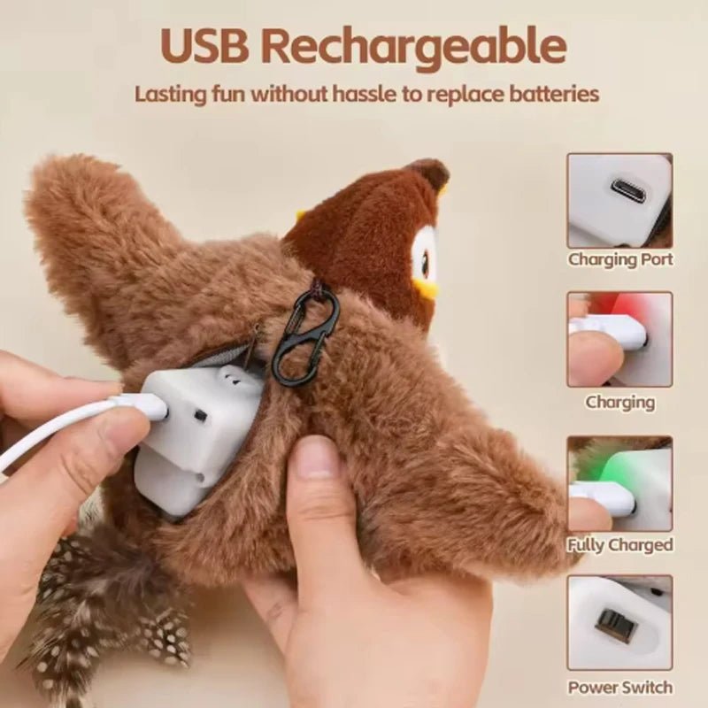 Interactief Speelgoed Kat – Knuffel Kat Vogel Speelgoed Met Geluid en Beweging - Duke & Scoop