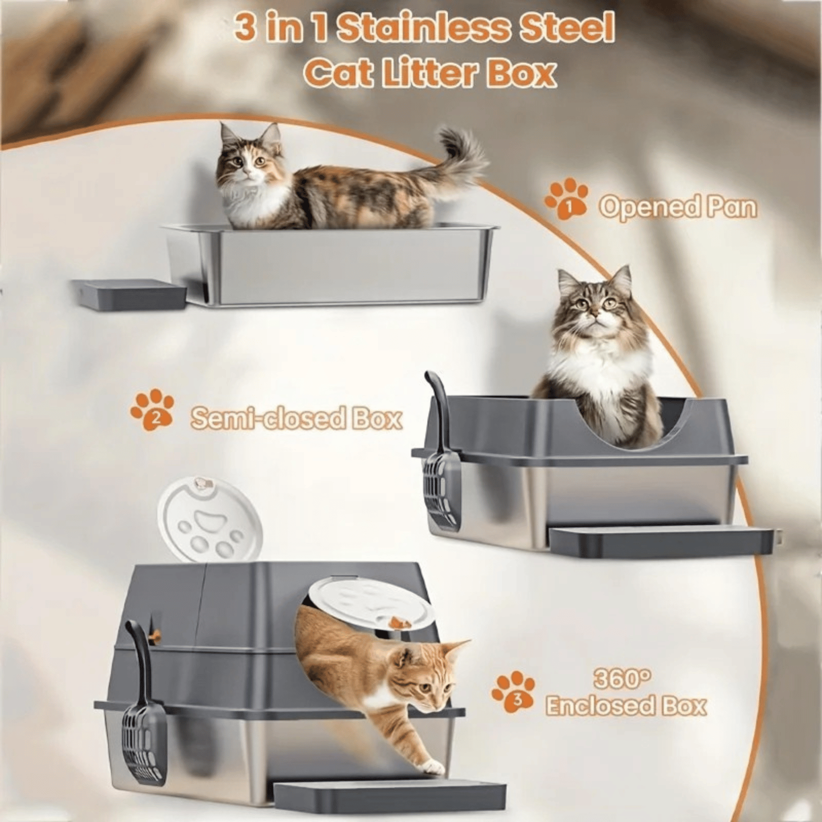 Kattenbak - RVS Kattenbak XXL - Inclusief Kattenbak schepje - Duke & Scoop