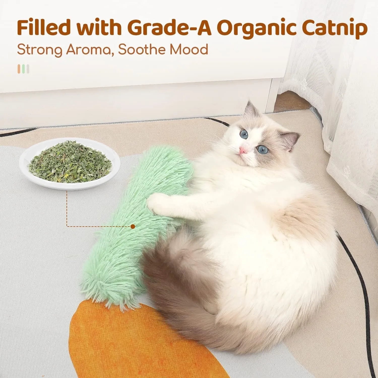 Kattenkruid Speelgoed Kat – Zachte Knuffel Kat met Catnip - 4 Pack - Duke & Scoop