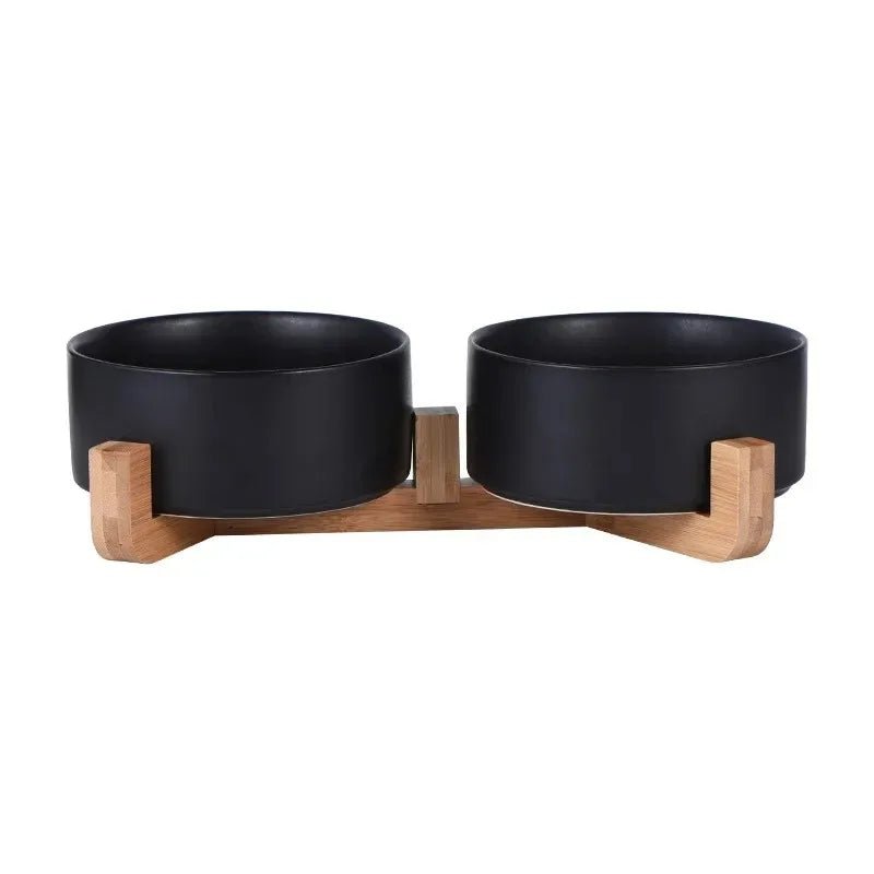 Keramische Voerbak met Houten Standaard - Duke & Scoop