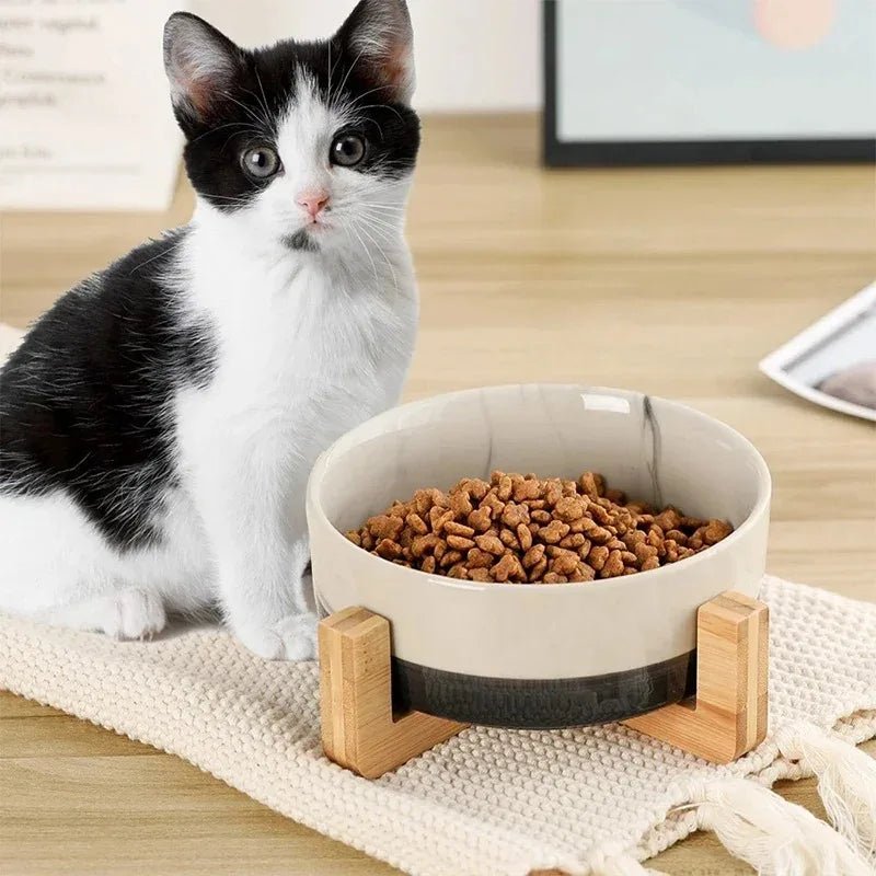 Keramische Voerbak met Houten Standaard - Duke & Scoop