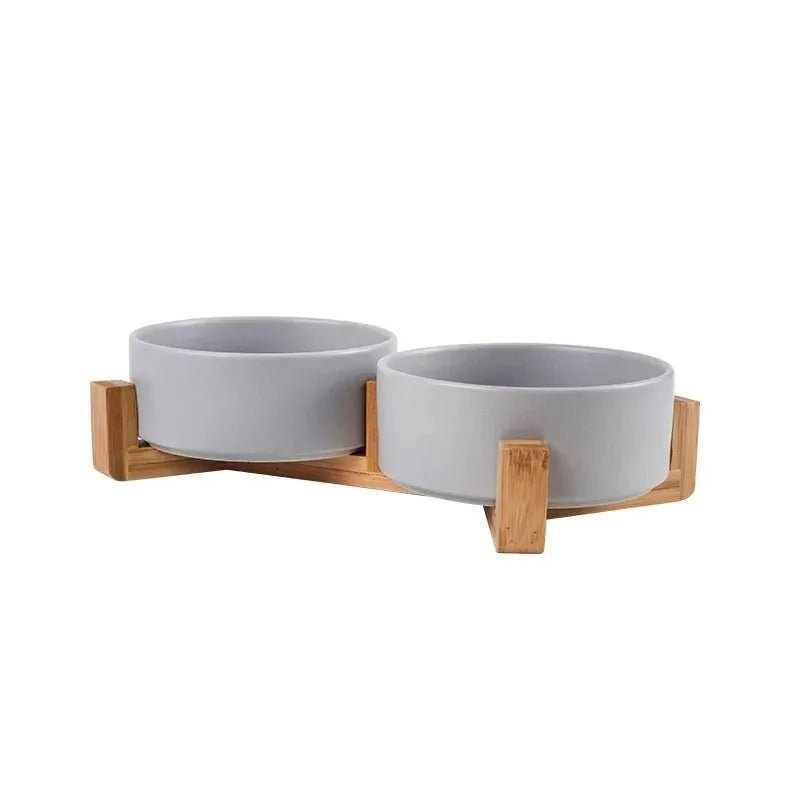 Keramische Voerbak met Houten Standaard - Duke & Scoop