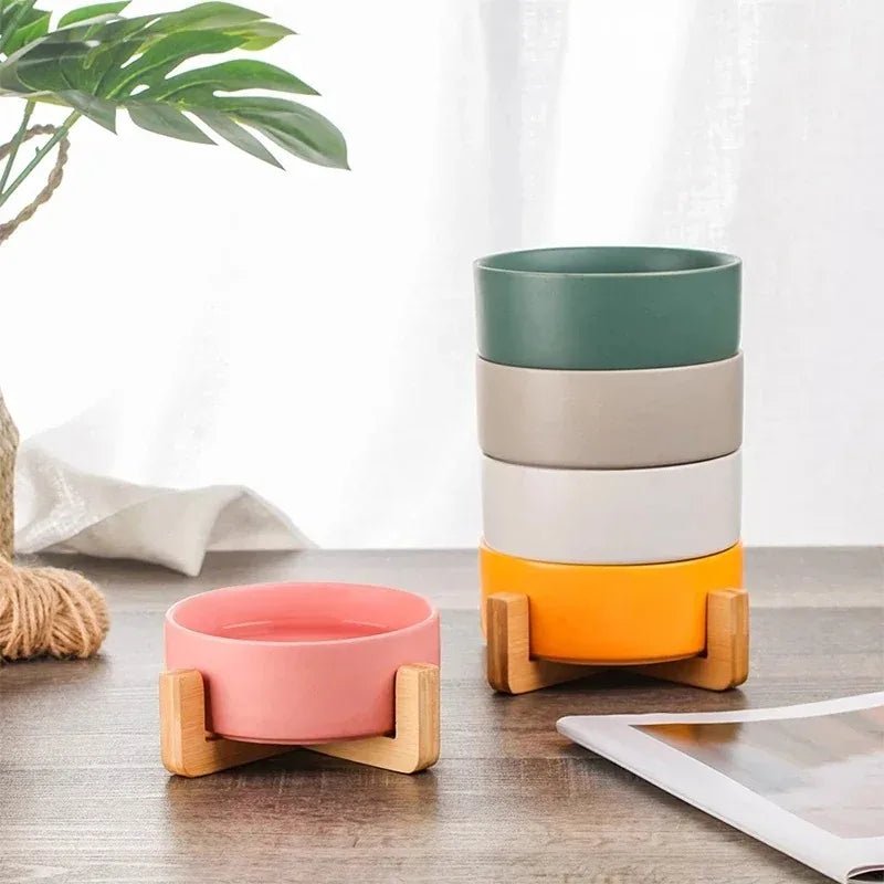 Keramische Voerbak met Houten Standaard - Duke & Scoop