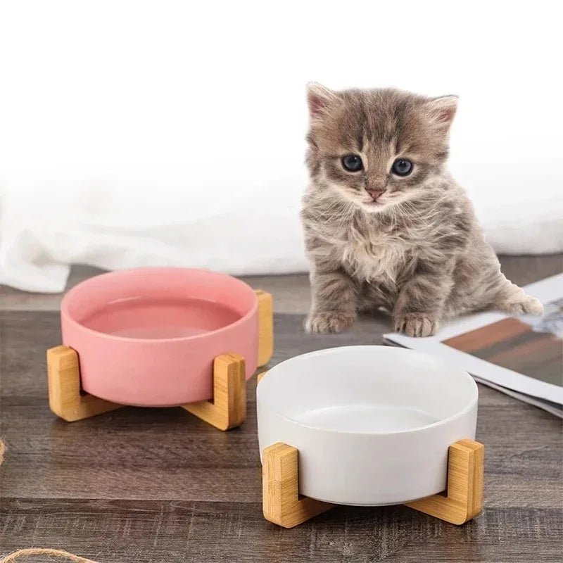 Keramische Voerbak met Houten Standaard - Duke & Scoop