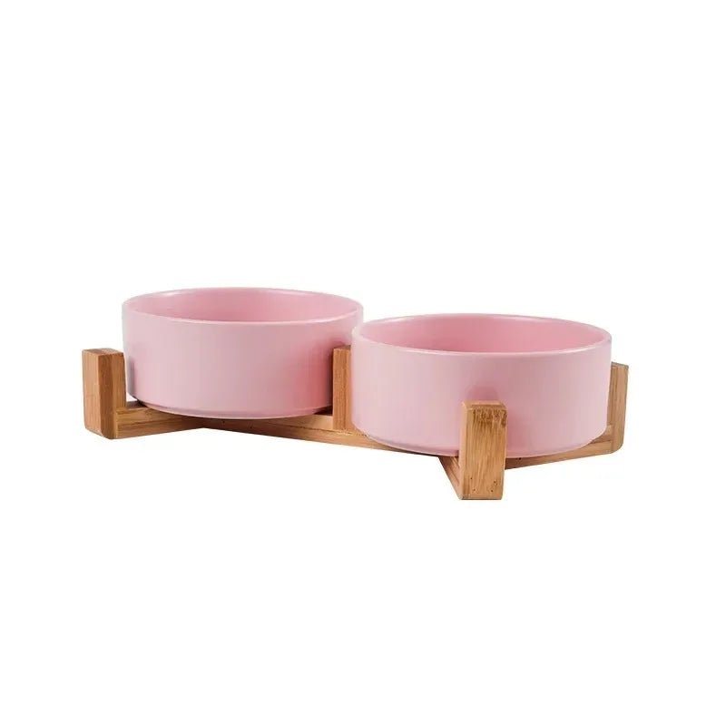 Keramische Voerbak met Houten Standaard - Duke & Scoop