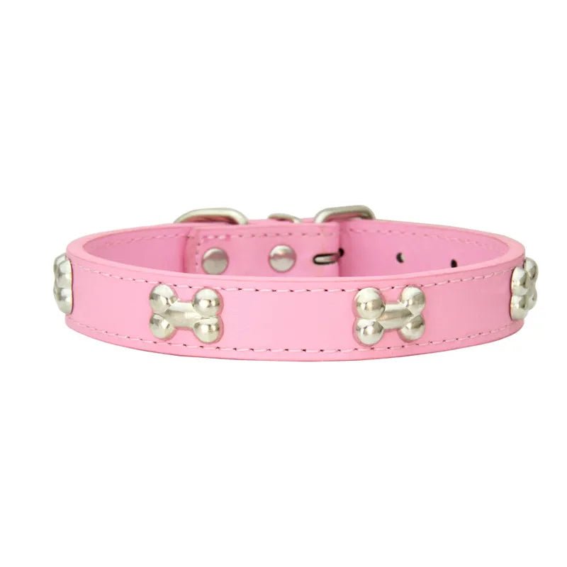 Leren Hondenhalsband met Botdecoratie - Duke & Scoop