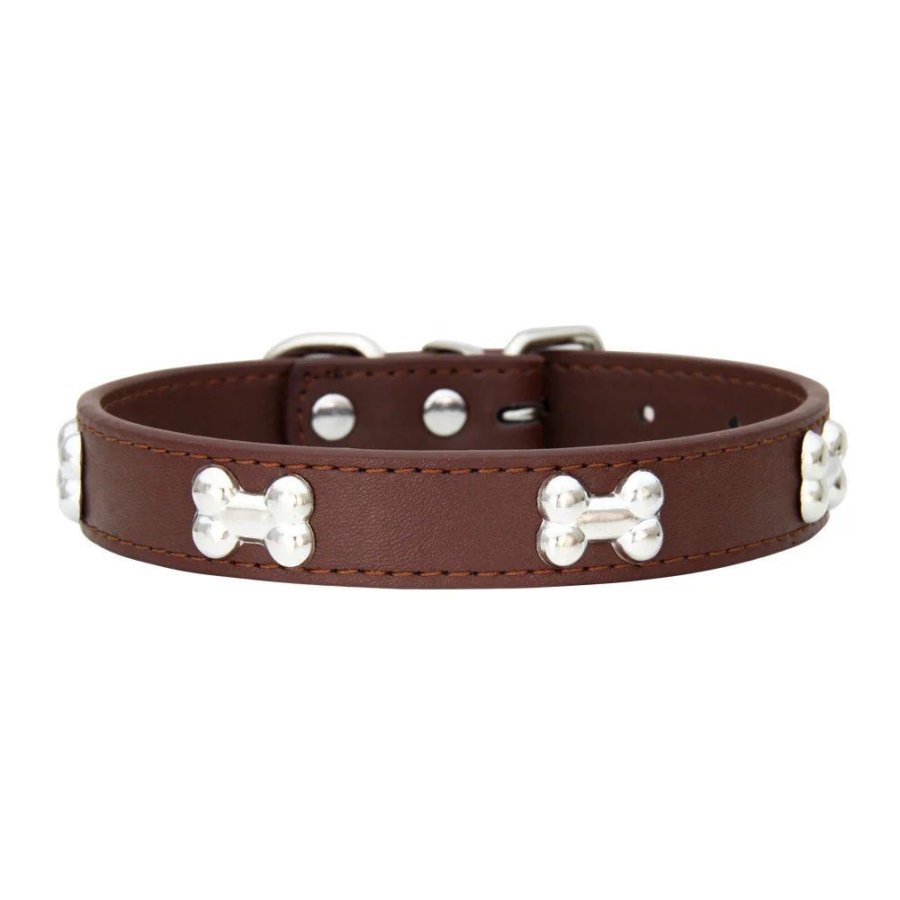 Leren Hondenhalsband met Botdecoratie - Duke & Scoop