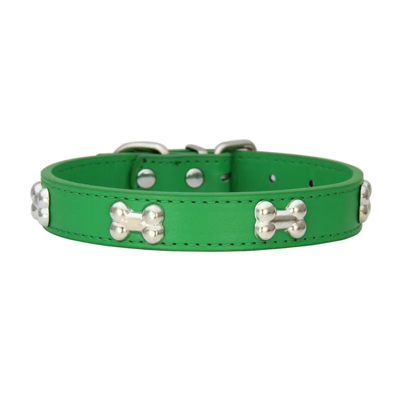 Leren Hondenhalsband met Botdecoratie - Duke & Scoop