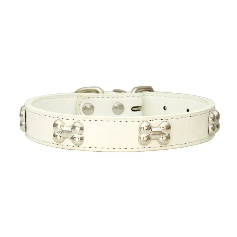 Leren Hondenhalsband met Botdecoratie - Duke & Scoop