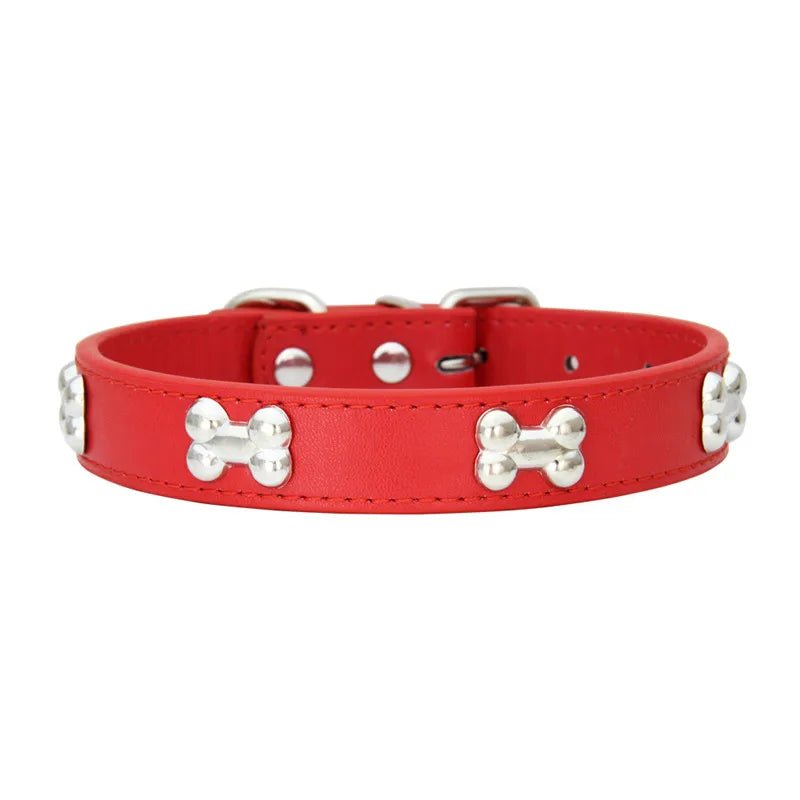 Leren Hondenhalsband met Botdecoratie - Duke & Scoop