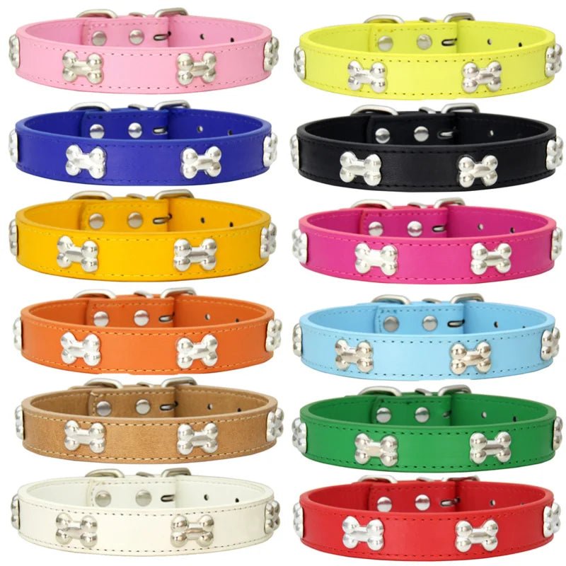 Leren Hondenhalsband met Botdecoratie - Duke & Scoop