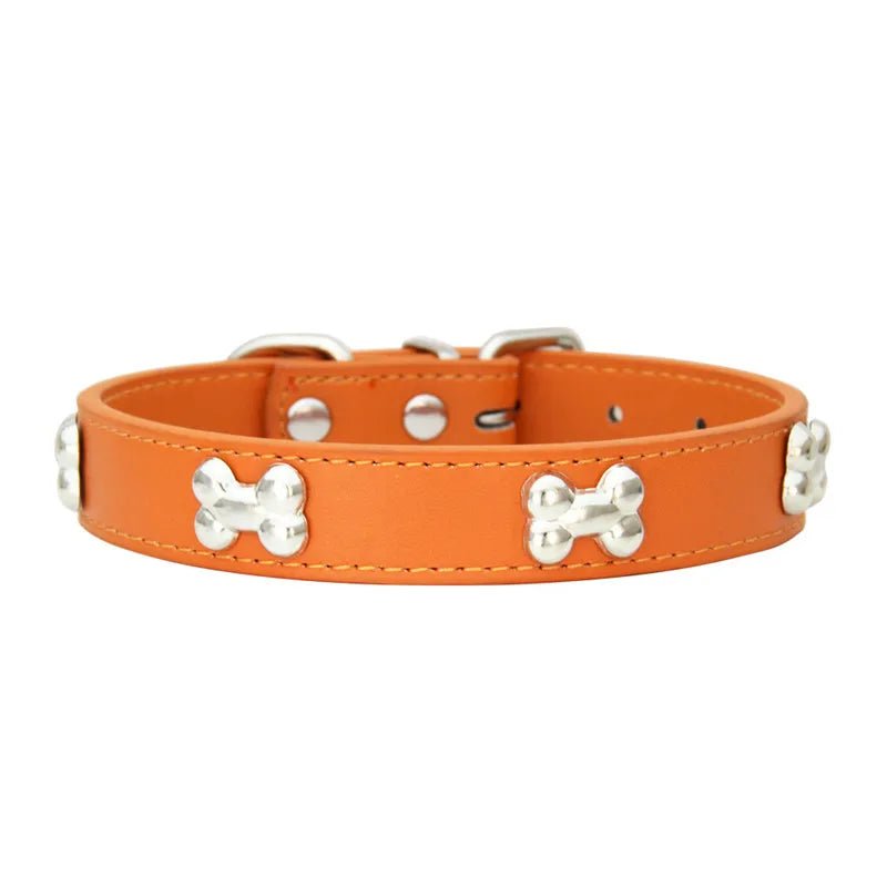 Leren Hondenhalsband met Botdecoratie - Duke & Scoop